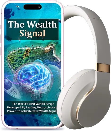 The Wealth Signal 9-Word Neuroscience Script Alpha Wave Audio Program Phone and Headphones
